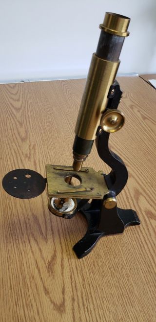 Antique Microscope With Case And Ascessories.