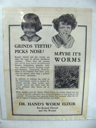 Dr Hand Remedies Advertisement For Worm Elixir For Children Lotion Quackery 101