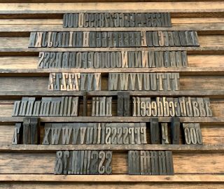 Vtg 167 Wood Letterpress Print Type Block Up & Low Case Letters,  