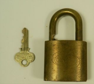 Vintage Corbin Brass Padlock Lock W Key Heavy Duty