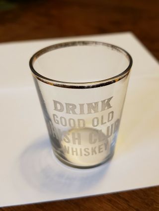 Pre Pro Prohibition Etched Shot Glass - Irish Club Whiskey Kansas City Gold Rim