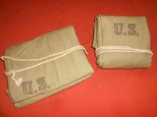 U.  S.  Army : Wwii 1942 Tent,  2 X 1/2 Pup Tent,  Two Shelters 1942 Same Tag.