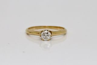 A Cute Antique Art Deco 18ct 750 Rose Gold 0.  27ct Diamond Solitaire Ring 15374