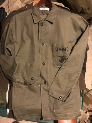 Wwii Usmc Hbt P - 41 Shirt Jacket Sz Medium