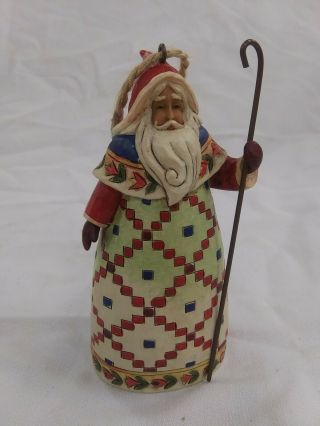 Jim Shore Heartwood Creek - Ornament - Santa With Cane (staff)