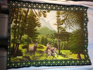 Large Vintage Tapestry Wall Hanging Deer Forest Nature 40 " X 52 "