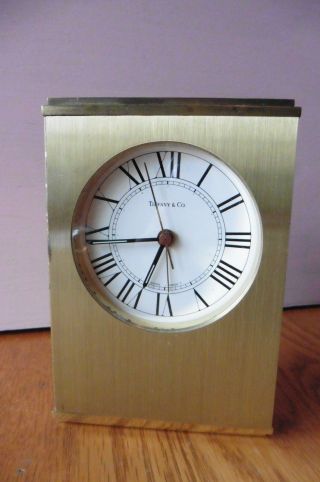 Tiffany & Co Mantle Desk Clock Brass Swiss Made Alarm Clock Vintage