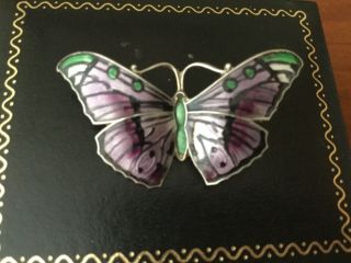 Antique Sterling Silver And Enamel Butterfly Brooch 1918
