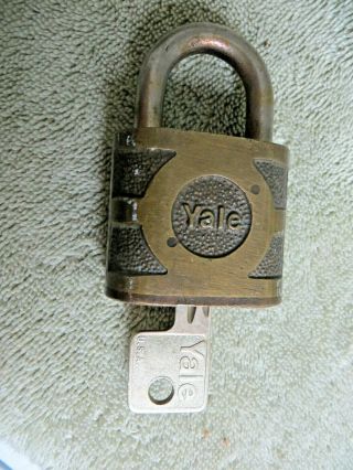 Vintage Solid Brass Yale & Towne Padlock With Yale Key