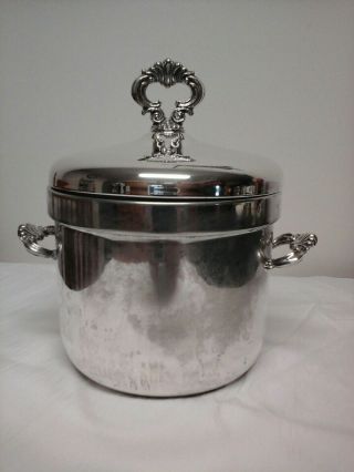 Vintage Fb Rogers Silverplate Ice Bucket With Milk Glass Liner,  10 "