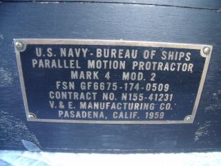 1959 Korea Us Navy Parallel Motion Protractor Mark 4 Mod 2 Bureau Ships Set K7
