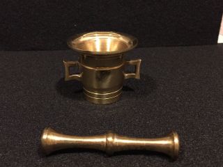Vintage Small Brass Mortar and Pestle with Handles 2