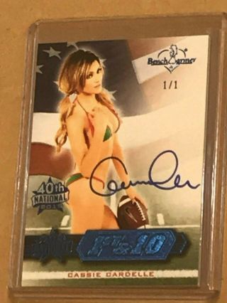 2013 Cassie Cardelle Benchwarmer 1/1 40th National Blue Foil 1st & 10 Auto Card