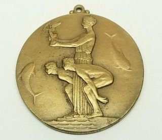 Vintage Art Deco 1937 Bronze Medal Amherst College Swimming Medallic Art Co.