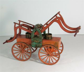 Ca1924 Cast Iron Hand Tub Fire Engine / 1774 Pumper Wagon Cart By Clark Ship Co.