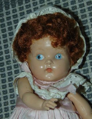 Vintage Ginny Doll Painted Eyes Crib Crowd Tagged Dress