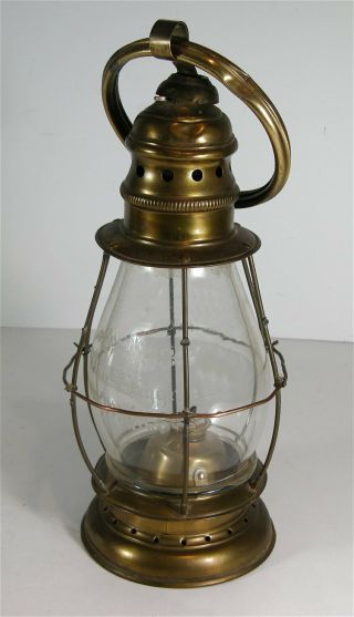 1860s Fixed Globe Bell Bottom Presentation Fireman Or Railroad Conductor Lantern