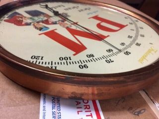 Vintage Copper Thermometer Round PM Whiskey 2