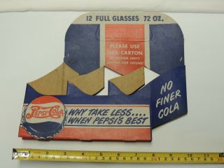 Vintage Pepsi Cola Double Dot Soda 6 Pack Bottle Holder Carton (rare)