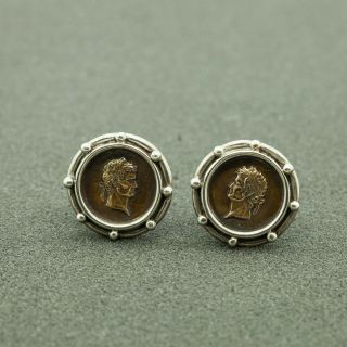 Vintage Stephen Dweck Sterling Bronze Roman Figure Earrings (17257c)