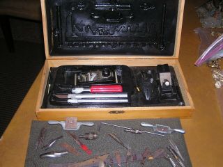 Vintage X - Acto Exacto Deluxe Knife Tool Set In Wood Box Not Complete