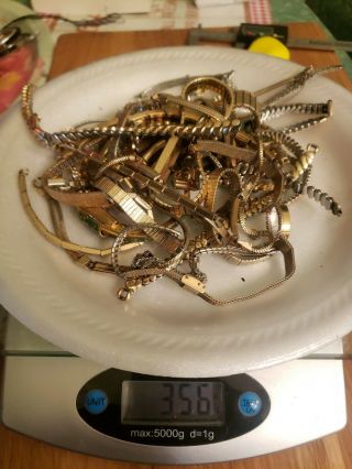 358 Grams Of Vintage Gold Filled/plated Watch Bands For Gold Recovery