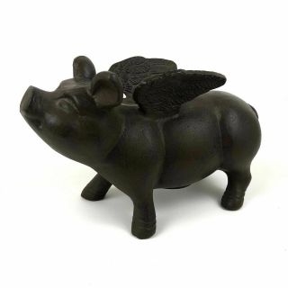 Collectible Old Small Cast Iron Pig With Wings