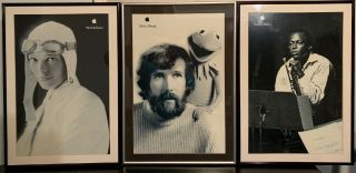 Apple Think Different Poster 11 X 17 Set Of 3 Framed Henson Earhart Miles Davis