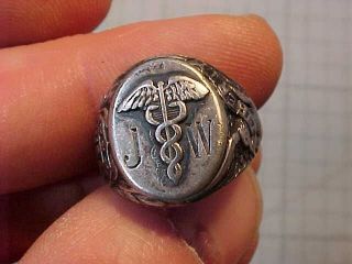 Wwi Or Wwii Us Sterling Medic / Doctor Medical Ring