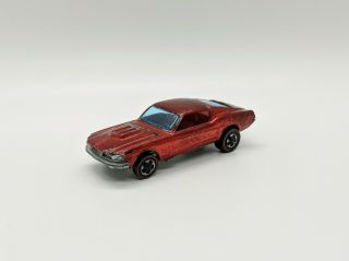 Vintage 1967 Hot Wheels Redline Ford Custom Mustang Red W Red Interior Hk Base