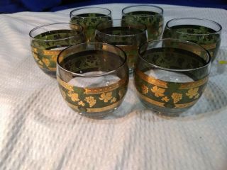Cera (cora),  Vintage Golden Grapes Green,  Roly - Poly Tumblers Set Of 7