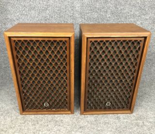 Pair Vintage Sansui Sp - 30 2 - Way Bookshelf Speakers W/wood Lattice Grills