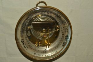 Vtg - Antique Dc Anchor Mark Nautical Brass Aneroid Ships Barometer Reverse Paint