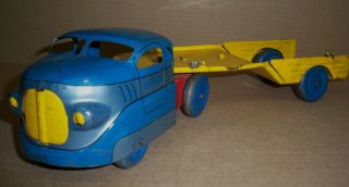 Wyandotte Side Dump Tractor Trailer Truck Metal Wheels Old Toy Missing Box