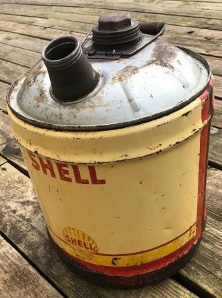 Shell Oil Can 5 Gallon Gas Service Station Petroleum Sign Bucket Old 50s Logo