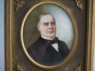 Portrait Miniature Of President William Mckinley In Brass Eagle Frame