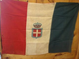 Wwii Fascist Italy/ Italian Flag Savoy Cross & Crown Double Sided 32 " X 22 "