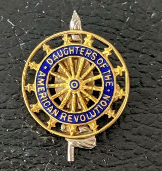 14k Gold Daughters Of The American Revolution Enameled Pin 372073