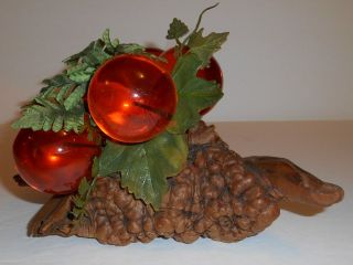 Vintage Manzanita Root Burl Base With Amber Lucite Balls Leaf Decoration Decor 2