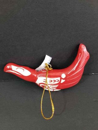 Pacific Northwest Native American Art Wooden Eagle Ornament Painted Red