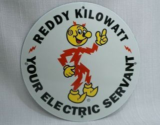 Vintage Reddy Kilowatt Porcelain Sign Gas Metal Station Oil Gasoline Electric Ge