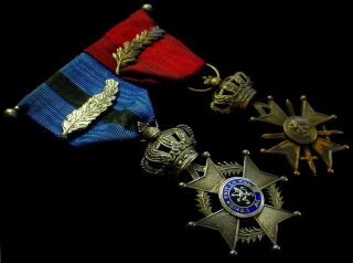 Wwii Belgium Belgian Order Of Leopold Ii & Croix De Guerre Medal Bar - War Cross