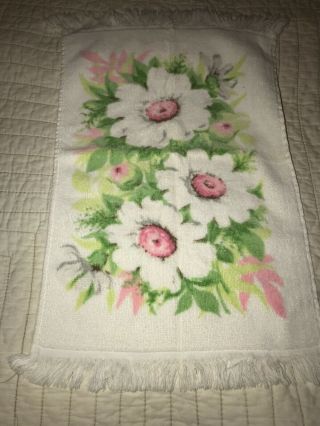 Vintage White Floral Single Cotton Hand Towel Tea Towel Flowers Bathroom Linens