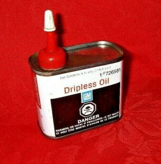 Vintage General Motors Canada Gm Dripless Oil 4oz Handy Oiler Tin Can Gmc M38: A