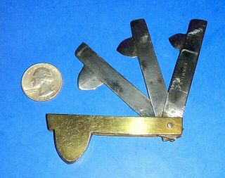 Antique Borwick Civil War Era Brass Fleam - Blood Letting Device W/3 Iron Blades