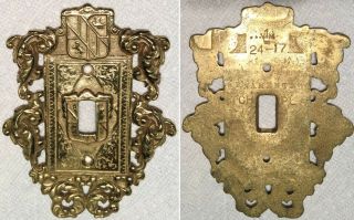Three Vintage Brass Single - Switch Plates by Virginia Metalcrafters c.  1955 3