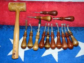 Vintage Tandy Leather Craft Tools Stitch Marker Edgers French Groove Awls Rawhid