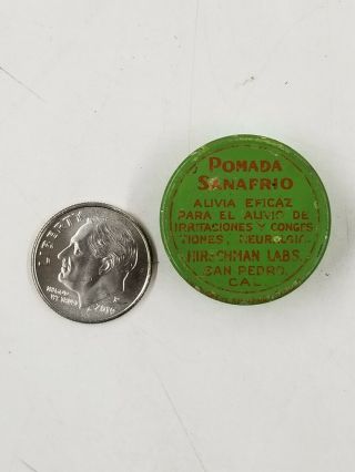 Vintage Pomada Sanafrio Miniature Sample Medicine Tin San Pedro California