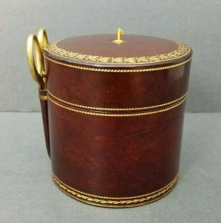 Italian Leather String Holder Box and Scissors Italy Vintage Gilt Desk Accessory 2