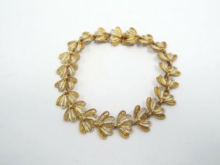 Vintage 800 Silver Gold Vermeil Filigree Design Link Bracelet,  6 7/8 ",  8.  8 Grams